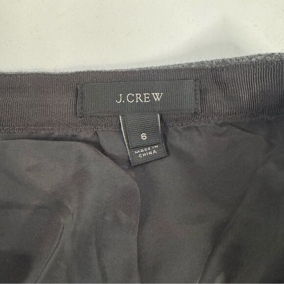 J Crew Flounce Mini Skirt Wool Size 6 Grey Tiered Ruffle Y2K Preppy Neutral - Picture 2 of 6
